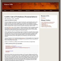 LaTeX: List of Notations (Nomenclature)