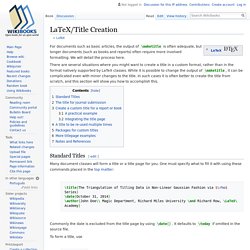 LaTeX/Title Creation