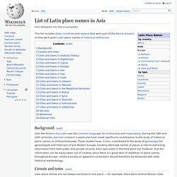 List of Latin place names in Asia