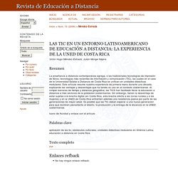 LAS TIC EN UN ENTORNO LATINOAMERICANO DE EDUCACIÓN A DISTANCIA: LA EXPERIENCIA DE LA UNED DE COSTA RICA