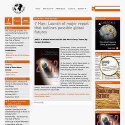 May 7: Launch of major new Report to the Club of Rome
