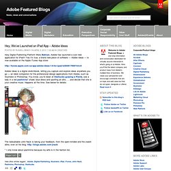 Hey, We’ve Launched an iPad App – Adobe Ideas (Adobe Featured Blogs)