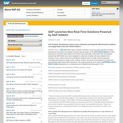 Launches New Real-Time Solutions Powered by SAP HANA®