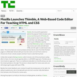 Mozilla Launches Thimble, A Web-Based Code Editor For Teaching HTML and CSS