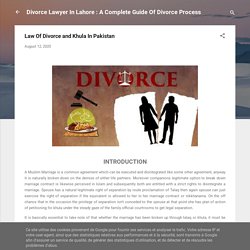 Law Of Divorce and Khula In Pakistan