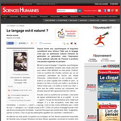 Le langage est-il naturel ? - Nicolas Journet, article Sciences du langage