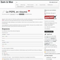 Le PEP8, en résumé