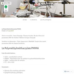 Le Polyméthylméthacrylate PMMA – Ramène tes sciences !