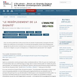 "LE REDÉPLOIEMENT DE LA DIGNITÉ": article difficile