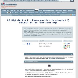 Le SQL de A à Z - SGBD, SQL et types de données