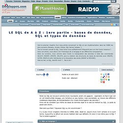 Le SQL de A Z - SGBD, SQL et types de donn es