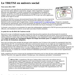 Le TBI/TNI en univers social