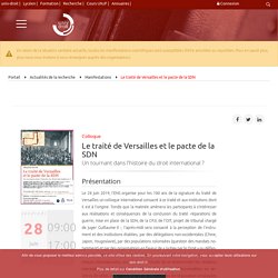 Le traité de Versailles et le pacte de la SDN