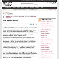 What Makes a Leader? - Harvard Business Review - StumbleUpon