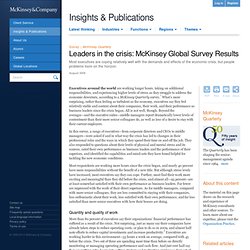 Leaders in the crisis McKinsey Global Survey Results - McKinsey Quarterly - Organization - Talent