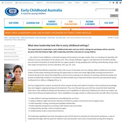 What does leadership look like in early childhood settings? (free article) - Early Childhood Australia