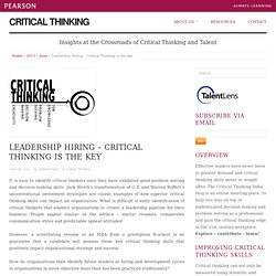 Leadership Hiring – Critical Thinking is the key