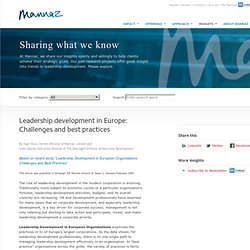 Leadership development in Europe: Challenges and best practices - Mannaz