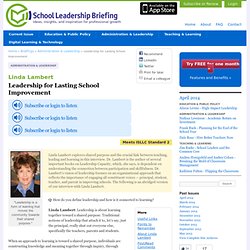 Linda Lambert: Leadership for Lasting School Improvement