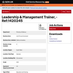 Leadership & Management Trainer, - Ref:1420245