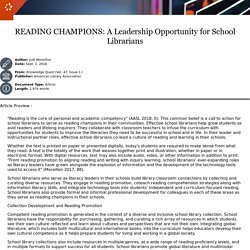 - Document - READING CHAMPIONS: A Leadership Opportunity for School Librarians