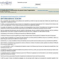 Le leadership et le phénomène du pouvoir dans l'organisation - Gaby JosÃ© Ababa Ekula