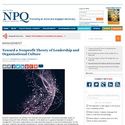 Toward a Nonprofit Theory of Leadership and Organizational Culture