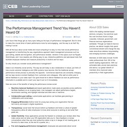 The Sales Challenger™ » The Performance Management Trend You Haven’t Heard Of