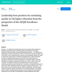 Leadership best practices for sustaining quality in UK higher education from the perspective of the EFQM Excellence Model