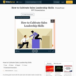 How to Cultivate Sales Leadership Skills