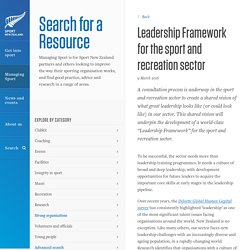 Leadership Framework for the sport and recreation sector » Search for a Resource » Sport New Zealand