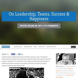 On Leadership, Teams, Success & Happiness