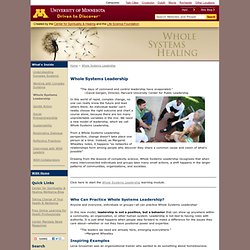 Whole Systems Leadership - AHC - Whole Systems Healing, University of Minnesota