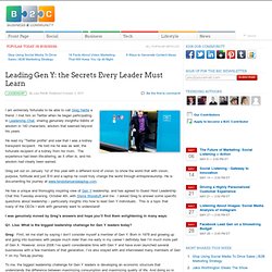 Leading Gen Y: the Secrets Every Leader Must Learn