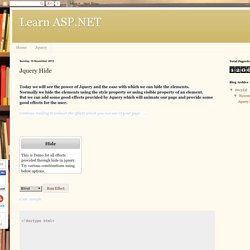 Learn ASP.NET: Jquery Hide