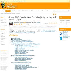 Learn MVC (Model View Controller) step by step in 7 days – Day 1