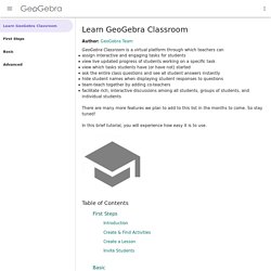 Learn GeoGebra Classroom