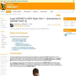 Learn ASP.NET in MVC Style: Part 1 - [Introduction to ASP.NET MVC 5]