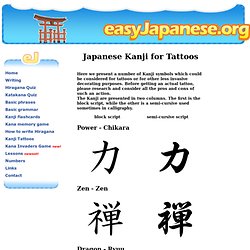 Japanese Kanji for Tattoos