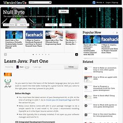 Learn Java: Part One