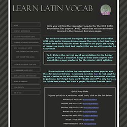 Learn Latin Vocab - OCR FOUNDATION TIER (A402)