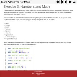 Exercise 3: Numbers And Math — Learn Python The Hard Way, 2nd Edition