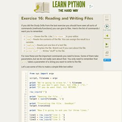 Exercise 16: Reading And Writing Files — Learn Python The Hard Way, 2nd Edition