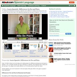 Learn Spanish: Differences In Por and Para Video