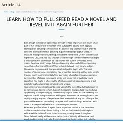 Learn how to Full speed Read A Novel And revel in It again Further - Article 14