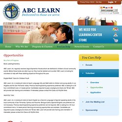 ABC-Learn : You Can Help : Volunteer : Opportunities