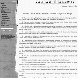 What I Saw and Learned in the Kolyma Camps // Varlam Shalamov