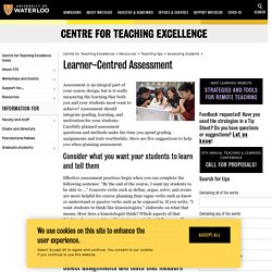Learner-centred assessment