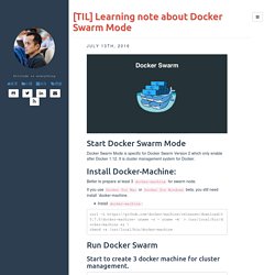 [TIL] Learning note about Docker Swarm Mode