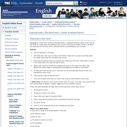 Learning task 1: The short story - a study in intense brevity / The short story: Read to write / English Units:NCEA Level 3 / Archived English Online units / Teaching & Learning sequences / Teacher needs / English Online / English